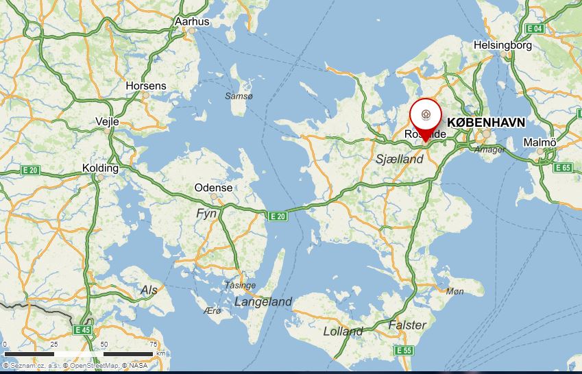 Mapa Dánska - Roskilde